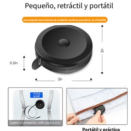 Timotech Cinta Métrica Portátil, Cinta Métrica Corporal Suave Retráctil para Cuerpo y Costura, Doble Escala en cm y pulgadas, Ideal para Medir Tela, Sastrería y Medidas Corporales
