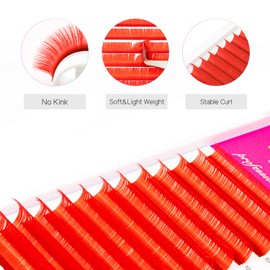 TDANCE Colorful lashes extension DD Curl 0.07mm Thickness Semi Permanent Individual Eyelash Extensions Silk Volume Lashes Professional Salon Use Mixed 8-15mm Length In One Tray (Red,DD-0.07,8-15mm)