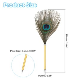 PATIKIL Peacock Feather Ballpoint Pens Bulk, Metal Holder Black Ink Vintage Quill Writing Pens with 5 Pieces Refill for Office, Wedding Signature, Ancient Bronze
