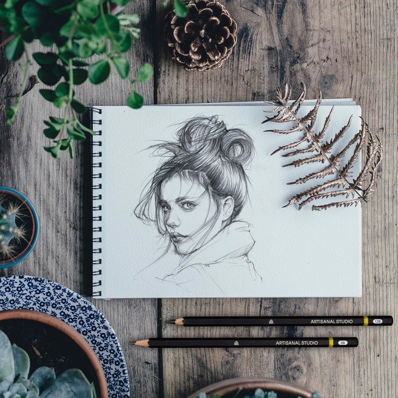 ARTISANAL STUDIO Drawing Pencils, (12B to 4H) 10 Graphite Sketching