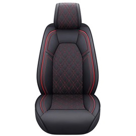 Aierxuan Dodge Ram Seat Covers Custom Fit 2009-2025 1500 2500 3500 Pickup Truck Crew Double Quad Regular cab Waterproof Leather Front Car Cushions(2 PCS Front, Black-Red)