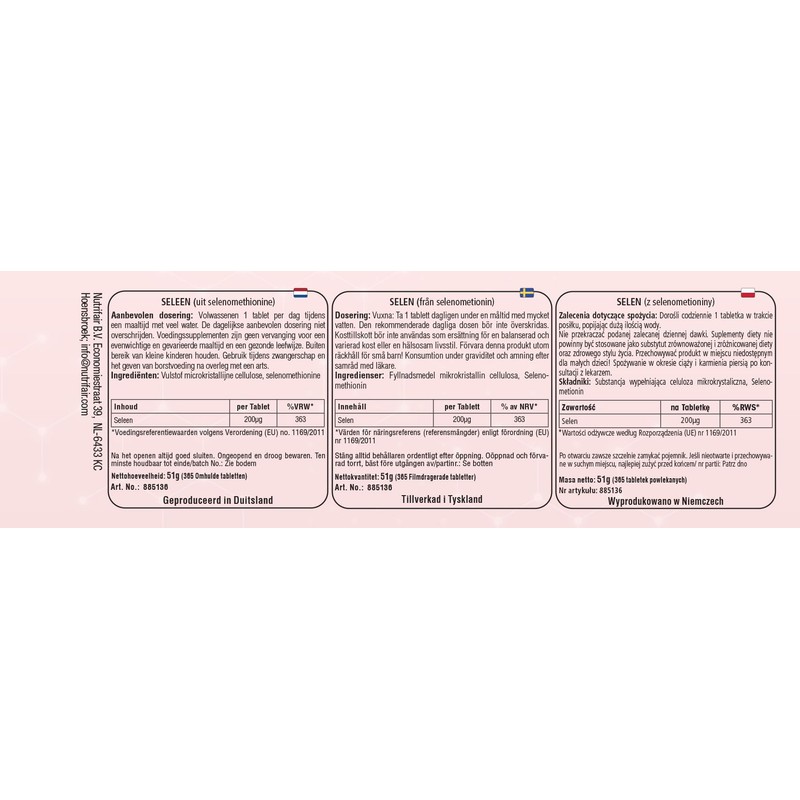 Nutrifair Selenio 200μg, 365 compresse, da selenometionina, 200μg per compressa,
