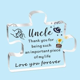 SDOFY Uncle Gifts Best Uncle Acrylic Puzzle Plaque Gifts Uncle Gifts from Niece & Nephew Uncle Birthday Christmas Gifts Thank You for Being a Piece of My Life