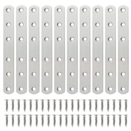 Fest 10-Piece 156×20×3mm Stainless Steel Heavy-Duty Flat Fixed Plate Connection Repair Screw Plate Bracket partition Bracket Used for Repairing Fixed Repairing Connected Furniture