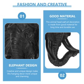 HOMSFOU Elephant Wall Bust Sculpture Elephant Head Statue Animal Head Wall Hanging Decor for Home Office Living Room