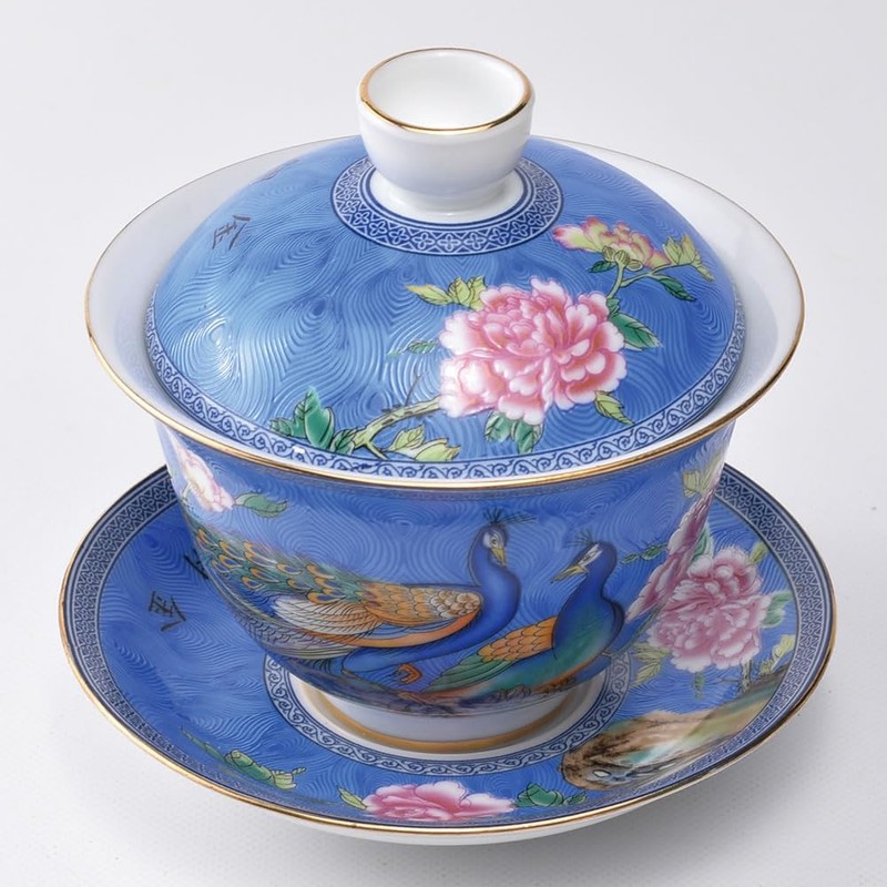 Tenka Tea Ceremony, Gold Painted Enamel Lid Bowl, 6.3 fl
