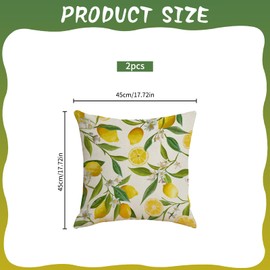 HIQE-FL Sofa Cushions, Pack of 2 Cushion Covers, 45 x 45 cm, Decorative Cushion, Outdoor Cushion Cover, Lemon, Decorative Soft Decorative Cushion Covers, for Garden, Sofa, Couch, Living Room, Bedroom