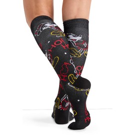 Cherokee Printsupport Women 12 & 10-15 mmHg Support Socks, Plus, Colorful Christmas - Colorful Christmas,Plus