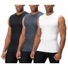 DEVOPS 3 Pack Men's Athletic Compression Shirts Sleeveless (Medium, Black/Charcoal/White)