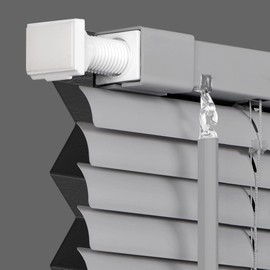 LazBlinds No Tools No Drill Cordless 1" Vinyl Mini Blinds, 100% Blackout Blinds for Indoor Windows, Room Darkening Privacy Window Blinds and Shades for Interior, 24" W x 64" H, Grey