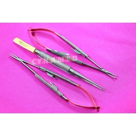 Premium German Stainless Set of 3 Castroviejo Micro Needle Holder STR CVD Plus Forceps Dental Eye Instruments
