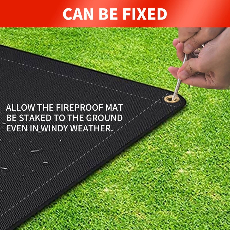 PfiHom 122 × 92 CM Fire Pit Mat, Double-Sided Fireproof
