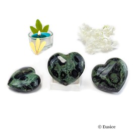 Eusice - Heart Kambamba Jasper, Natural Stone Wellbeing, Handmade Cut Crystal for Lithotherapy, Chakra, Meditation