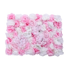DYNAMI Artificial Flower Wall Panels, 6 Pack 24"x16" 3D Flower Wall Panel Floral Backdrop,Flower Wall Decor for Wedding, Party, Nursery, Baby Girl Room, Home Decor(6Pcs Dahlias&Roses Pink&White)