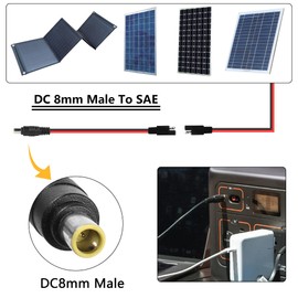 GELRHONR SAE to DC 8 mm Adapter Cable 14AWG, with DC 7909 Socket to DC 5.5 x 2.5 mm Plug Adapter, for Motorhome & Solar Generator Portable Solar Panel 1.8 m / 5.9 ft