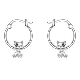 POPLYKE French Bulldog Earrings for Women 925 Sterling Silver Animal Hoop Earrings for Girls Dog Jewellery Gifts for Her