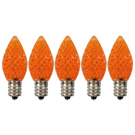 EZLS C7 Orange Faceted LED Bulbs - 5 Pack of Orange Faceted C7 Replacement Bulbs