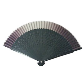 ASAO Hand Made Artisan Men's Short Fabric Silk Sensu Folding Fan Black Guard 8.7 in 40 Folds Laser Treated Ribs Checked Pattern Reddish-Brown