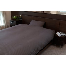 ホテルスタイル サテンストライプカバー レジーナ ピロケース Mサイズ チャコールグレイ HS11050-139