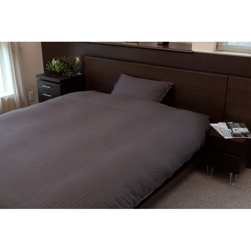 ホテルスタイル サテンストライプカバー レジーナ ピロケース Mサイズ チャコールグレイ HS11050-139