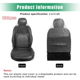 Povtii 100 fundas desechables para asiento de coche, fundas protectoras de plástico a prueba de polvo, protector universal de asiento de vehículo transparente para asientos de avión, sillas de salón,