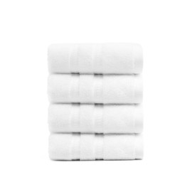 Simple&Opulence 4 Pcs Premium Hand Towels 16"x28", 650 GSM 100% Ring Spun Cotton, Highly Absorbent, Ultra-Plush & Durable Towels Set for Bathroom, Gym, Spa, Shower, Hotel (White)