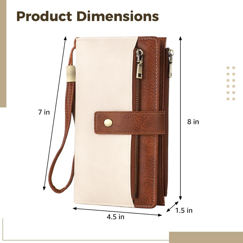 OMISTAR Women's RFID Blocking PU Leather Wallet, Trifold Clutch Purse