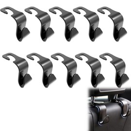 ZKSXOA Pack of 10 Car Seat Back Hooks Seat Headrests Car Hooks for Food Bags, Handbags, Clothes, Portable Organiser Holder Hooks