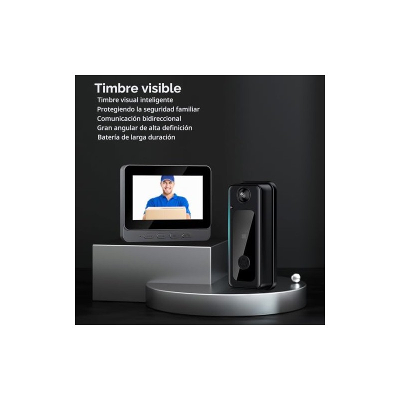 GOWENIC Videoportero Inalámbrico WiFi, Cámara de Timbre 1080P con Monitor,