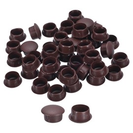sourcing map 200Pcs Screw Hole Plugs, 14mm(9/16") Dia Plastic Round Button Plugs Snap in Locking Hole Covers Flush Type Caps for Furniture Cabinet, Dark Brown