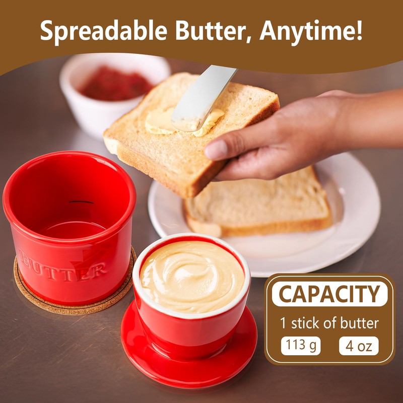 Zafero Butter Crock - Butter Dish with Lid for Countertop,
