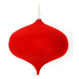 Vickerman 6" Plastic Flocked Onion Christmas Ornaments in Soft Red (Set of 4)