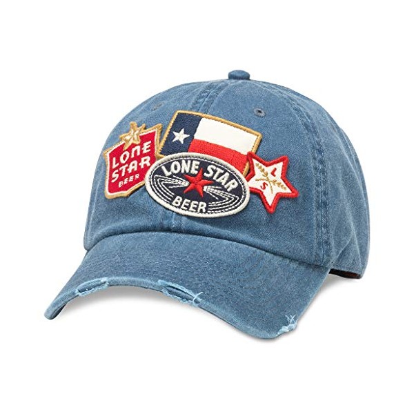 AMERICAN NEEDLE Iconic Lone Star Beer Baseball Dad Buckle Strap Hat (PBC-1907B-NAVY)