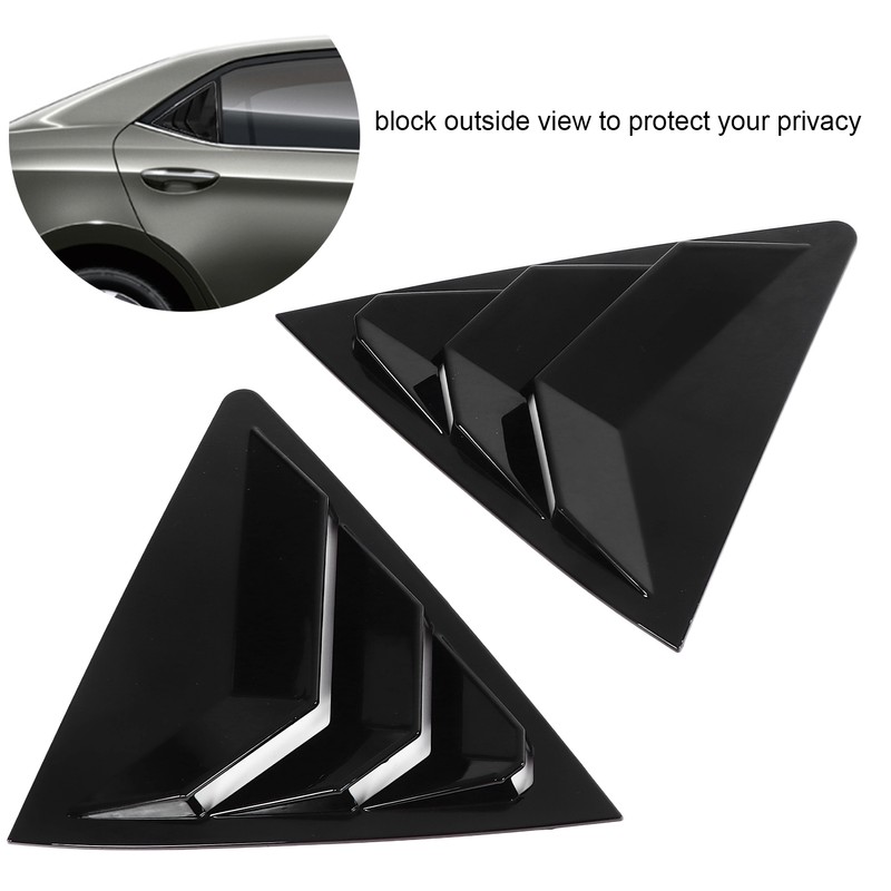 2pcs Gloss Black Rear Side Window Louvers Trim Air Vent