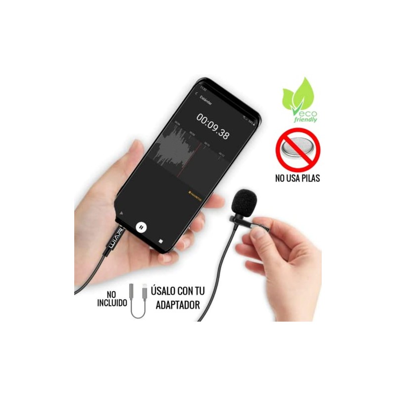 WIAR Micrófono de Solapa Lavalier Profesional para Celular Smartphone Tablet
