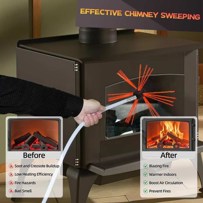 Cleancraft 26 Feet Chimney Sweep Kit, Chimney Cleaning Kit with