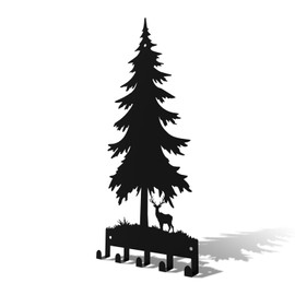 Hppybiry Metal Key Holder, Wall Mounted Key Hooks, Key Holder for Wall, Key Organizer Rack with 5 Hooks, Key Hanger Decor for Kitchen, Entryway, Hallway, Bedroom, Doorway (Christmas Tree 12IN)