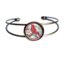Cardinal Bird Cottagecore Cuff Bracelet