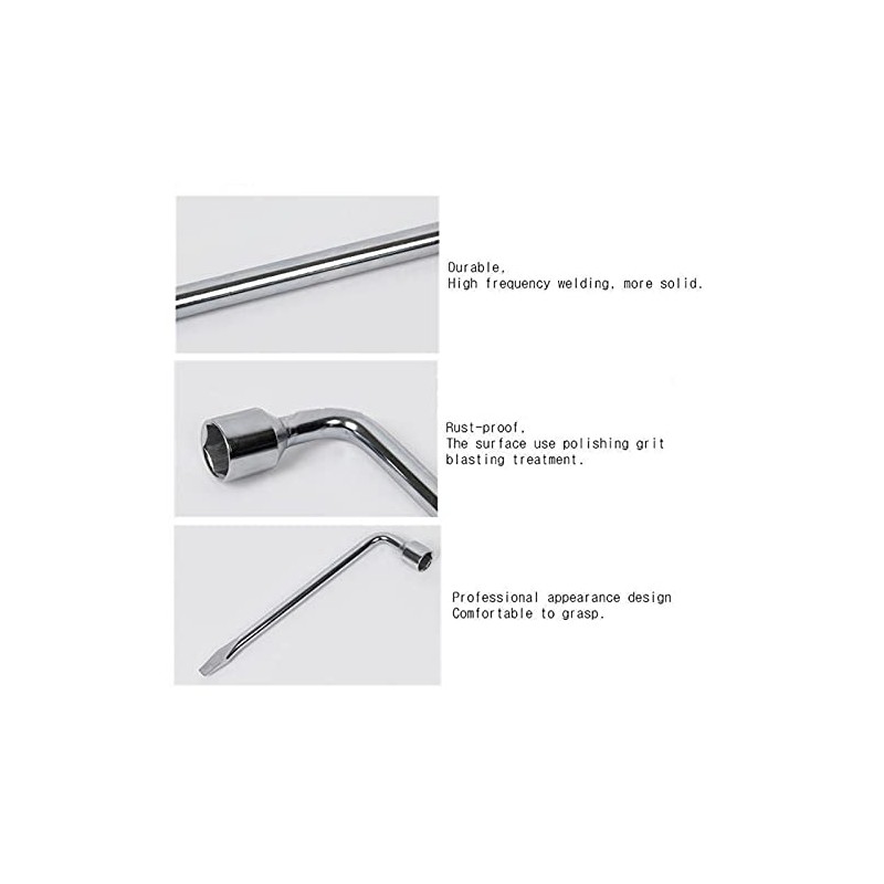 Zeromall Car Spare Tire Wrench, 19mm L-type Hexagon Slotted End