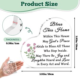 House Warming Gift Religious Acrylic Sign for Desk Inspirational Acrylic Heart Keepsake for New Home Owners Christian Desk Decor Signs New Home Gift Newly Couples New Homeowners Friends Coworkers