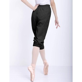 Daydance Black Women Ballet Pants Ripstop Dance Warm Up Perspiration Trousers