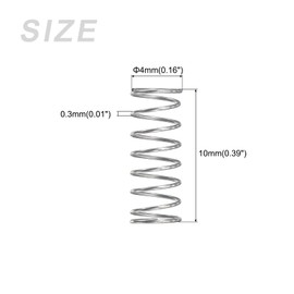 sourcing map Compression Springs (0.3x4mm OD,10mm Free Length) 20Pcs, 304 Stainless Steel Extension Spring - for Shop Home Repairs, DIY Projects, Silver Tone