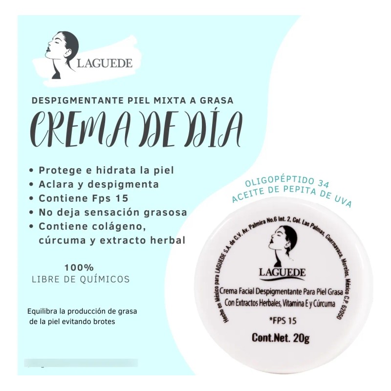Kit Crema Día Despigmentante Piel Grasa +gel De Noche +jabón