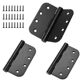 3 Pack Stainless Steel Black Door Hinges for Exterior & Interior Doors, 4.0 x 4.0 Inch Heavy-Duty Ball Bearing Door Hinges with 5/8" Radius Corners