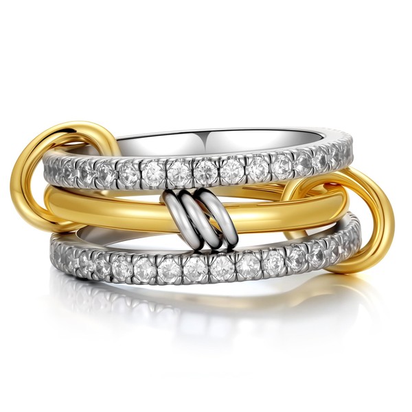 TINGN Stackable Ring for Women Dainty Gold Ring CZ Mixed