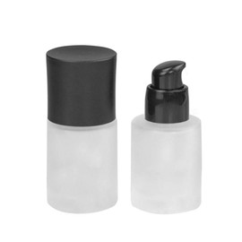 2PCS 30ML 1oz Empty Clear Frosted Glass Pump Bottles with Black Pump Head Liquid Foundation Container Vial Jars Cosmetic Makeup Storage Holder Organizer for Lotion Essence Emulsion Sample
