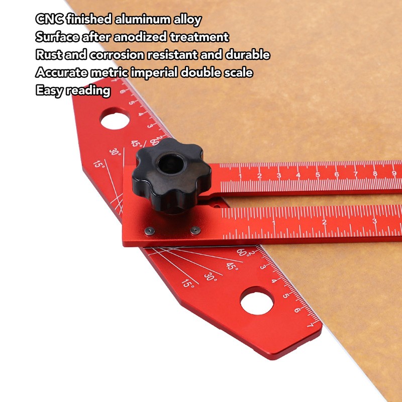 T Square Ruler Protractor for Crafting Aluminum Alloy Woodworking Scriber