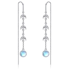 Moon Phase Earrings 925 Sterling Silver Moon Drop Earrings Half Moon Witch Jewelry for Women, Sterling Silver, No Gemstone