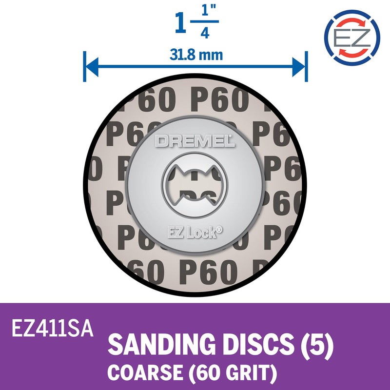 Dremel EZ Lock 60 Grit Sanding Discs for Rotary Tools,