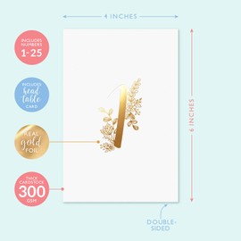 Sweetzer & Orange Gold Table Numbers for Wedding 1 to 25 Elegant Table Number Cards for Weddings, Bar Mitzvah, Quinceanera Decorations, Restaurant and More! Premium Paper Table Numbers